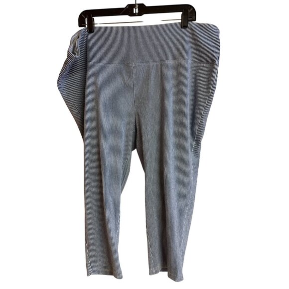 Blue & White Striped Aventura Womens Wide-Leg Pull-On Pants Size 22/24 Cotton/Po - Picture 1 of 6